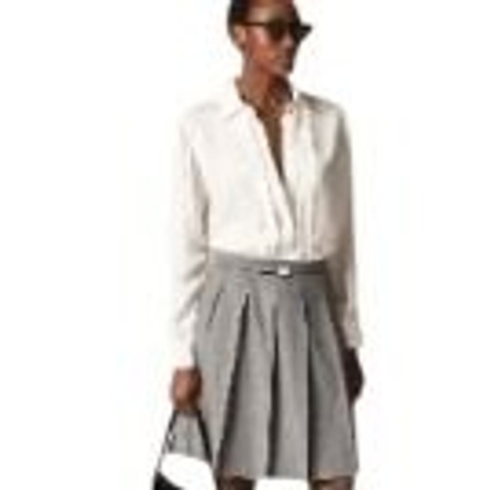 J.Crew Jules Classic‎ Fit Pleated Front Viscose White Shirt 00 NWOT $118